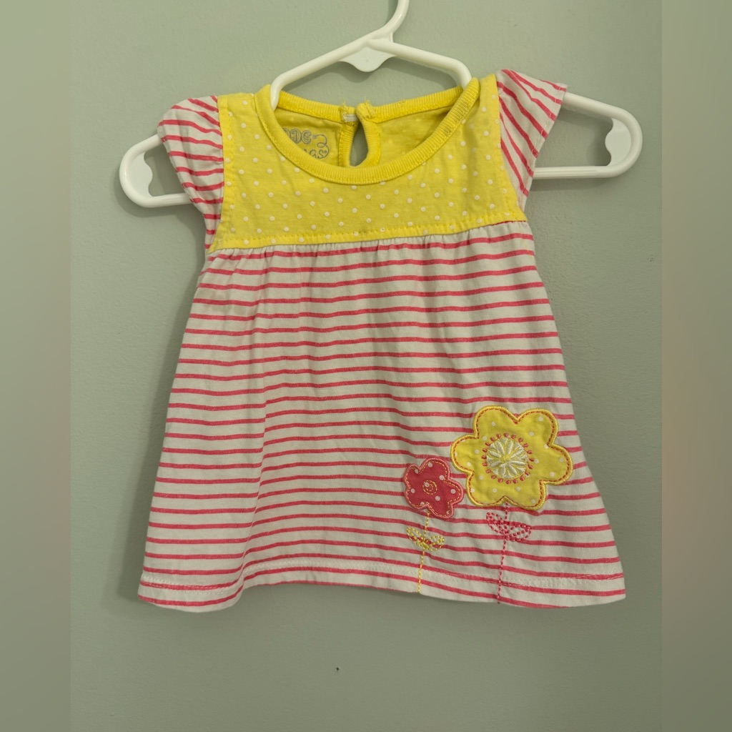 Darling Yellow And Pink Striped Kids Dress
